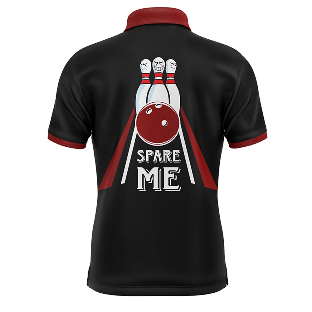 Custom Bowling Polo Shirts, Red & Black Polo Bowling Shirt For Men, Custom Name Bowling Jersey, Spare Me Bowlers Shirt