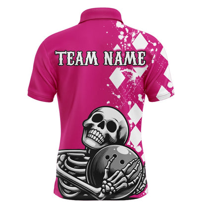 Custom Bowling Polo Shirts, Skull Bowling Shirt For Men Custom Bowling Jersey Bowling Polo Shirt