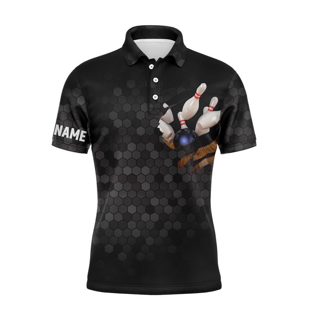 Custom Bowling Polo Shirts, Skull Polo Bowling Shirt For Men Bowlers, Personalized Cool Bowling Jersey I Don'T Give A Split