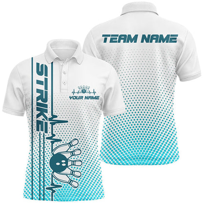 Custom Bowling Polo Shirts, Strike Bowling Custom Bowling Shirts For Men And Women Bowling Team Jerseys Bowlers Outfits Blue