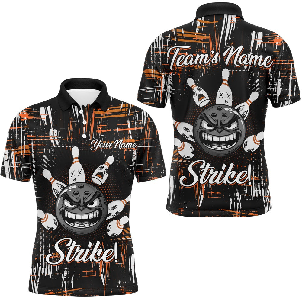 Custom Bowling Polo Shirts, Strike Bowling Jersey For Men Custom Funny Bowling Shirt Team League Bowling Polo Shirt