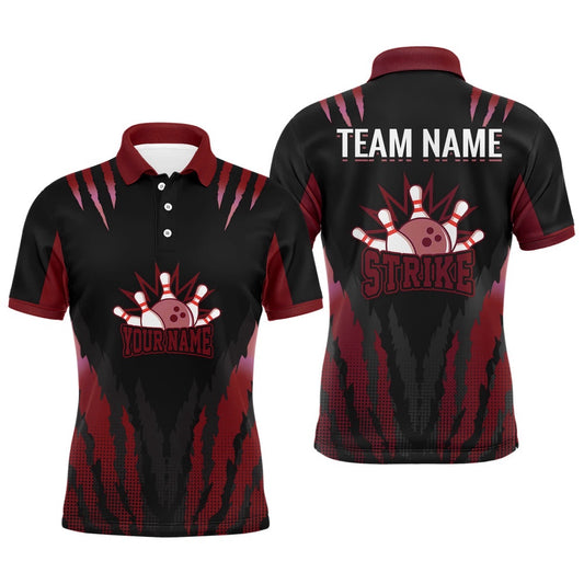 Custom Bowling Polo Shirts, Strike Bowling Jersey For Men Personalized Bowling Shirt Team Bowling Polo Shirt