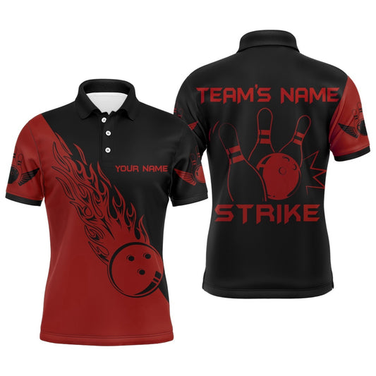 Custom Bowling Polo Shirts, Strike Bowling Polo Shirt For Men Custom Bowling Jersey Bowing Team Shirts