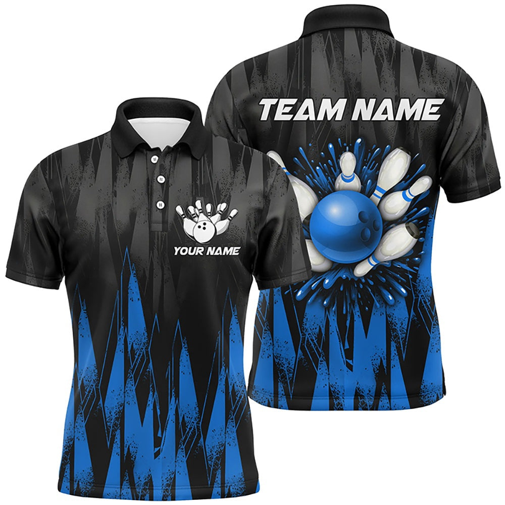 Custom Bowling Polo Shirts, Unisex Bowling Team Jerseys Custom Blue Bowling Polo Shirt For Men & Women