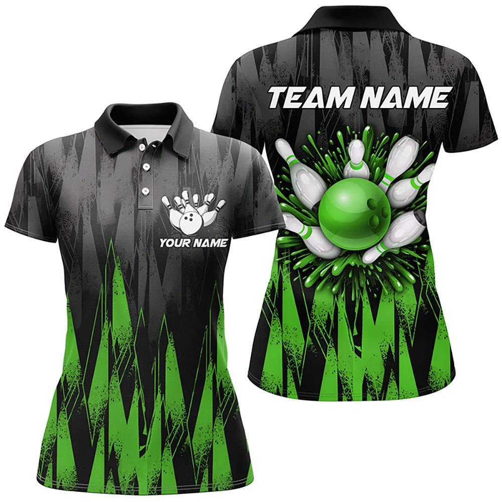 Custom Bowling Polo Shirts, Unisex Bowling Team Jerseys Custom Green Bowling Polo Shirt For Men & Women
