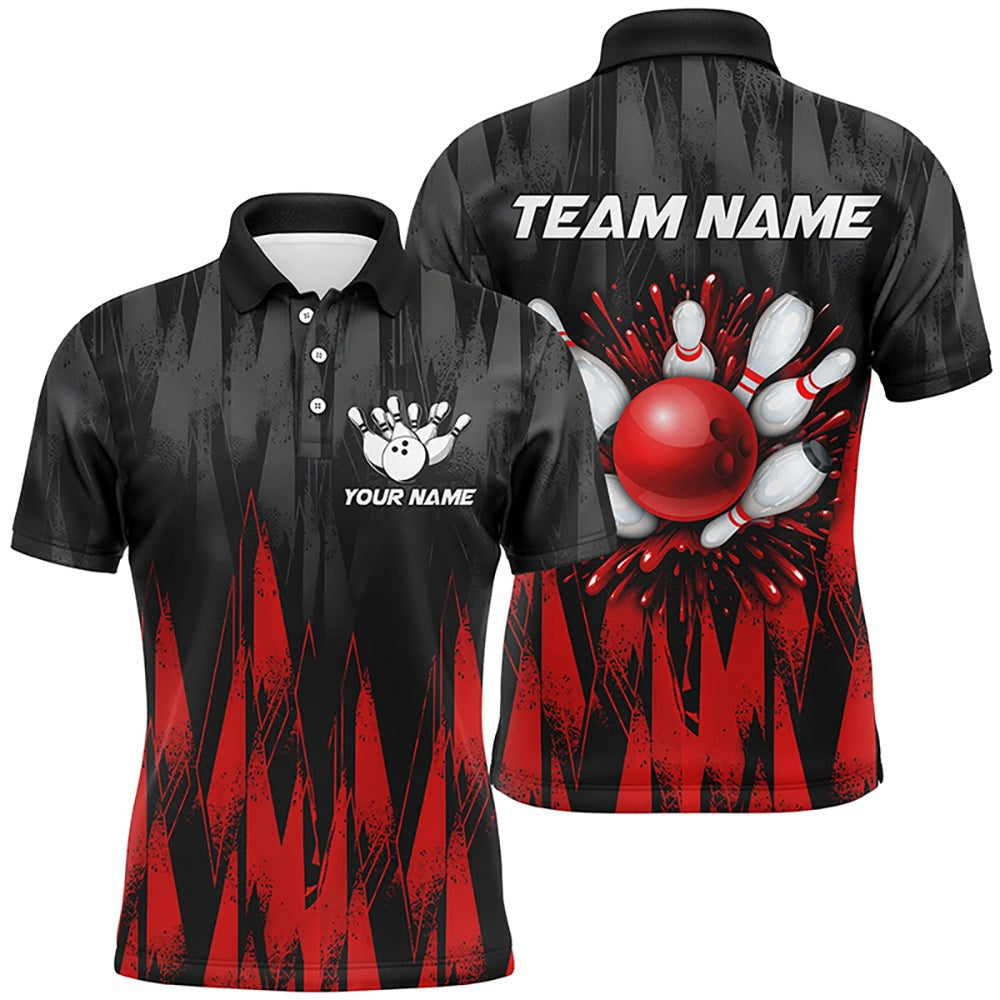 Custom Bowling Polo Shirts, Unisex Bowling Team Jerseys Custom Red Bowling Polo Shirt For Men & Women