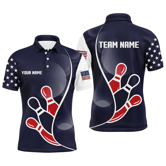 Custom Bowling Polo Shirts, Us Flag Bowling Shirt Custom Bowling Team Jersey Polo Bowling Shirt For Men Bowlers Jersey