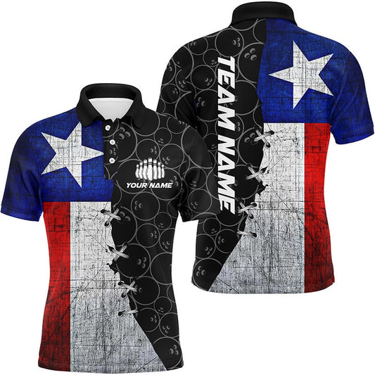 Custom Bowling Polo Shirts, Vintage Texas Flag Custom Texas Bowling Team Shirts Tx Bowling League Outfits For Men And Women