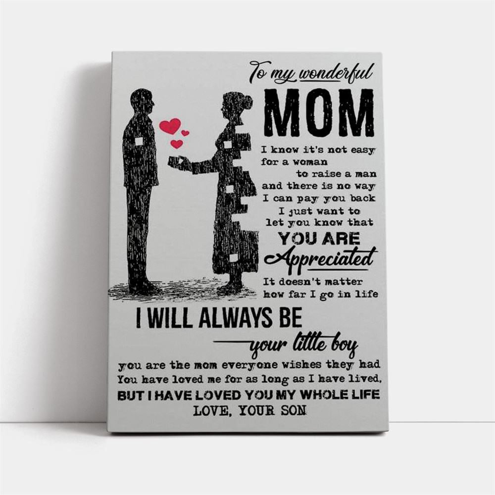 Custom Canvas Prints Mothers Day Gifts From Son Canvas, Mother's Day Canvas Art, Gift For Mom, Birthday Gift, Mother's Day Wall Art