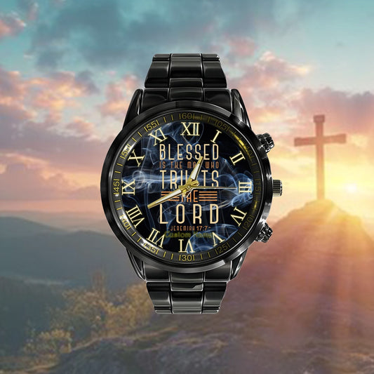 Custom Christian Watch, Blessed Is The Man Who Trusts The Lord Bible Verse Jesus Watch, Religious Watch