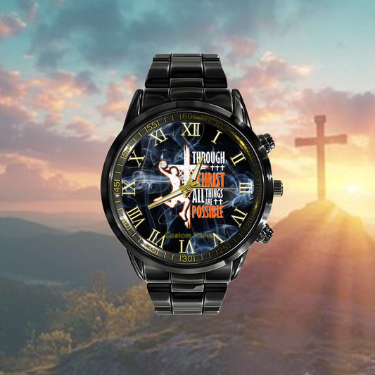 Custom Christian Watch, Christian Basketball Jesus Christ Basketball Religious Funny Watch, Religious Watch