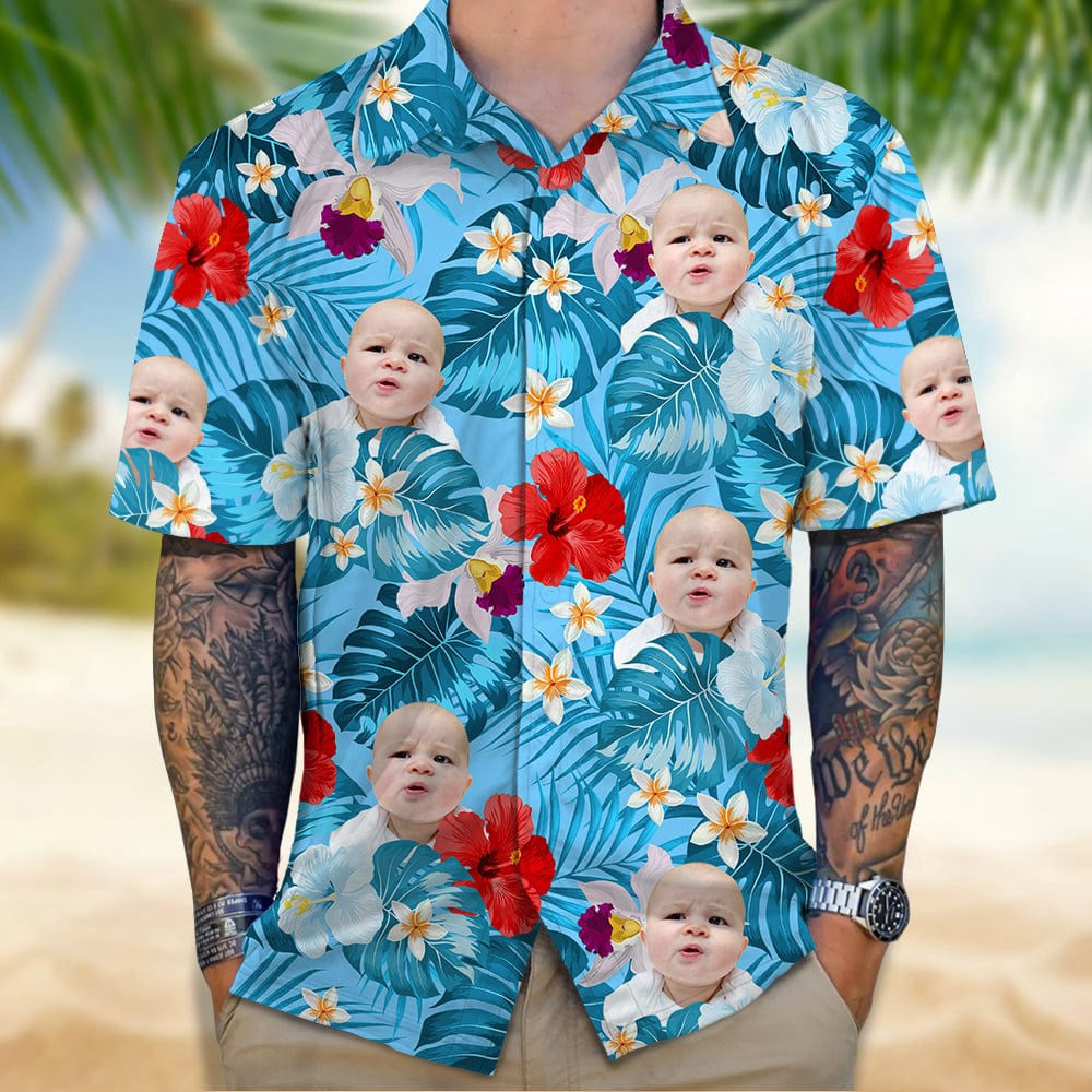Custom Face Photo For Tropical Style Hawaiian Shirt, Custom Hawaiian Shirts With Face