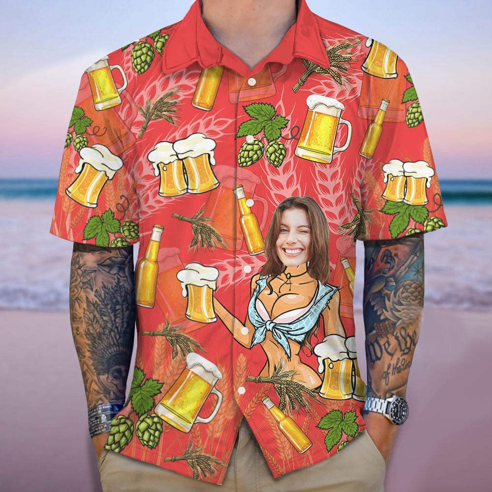 Custom Face Photo Gift For Husband And Boyfriend Hawaiian Shirt, Custom Hawaiian Shirts With Face