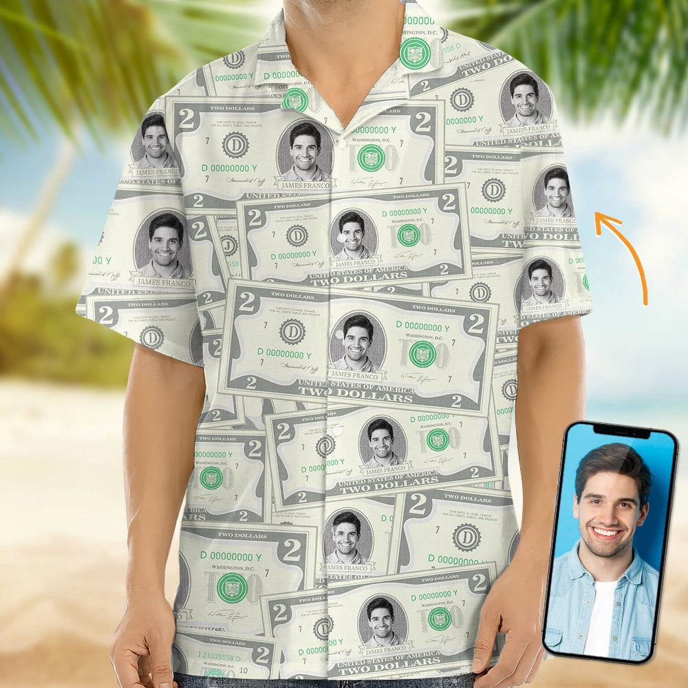 Custom Face Photo On Money Hawaiian Shirt, Custom Hawaiian Shirts With Face
