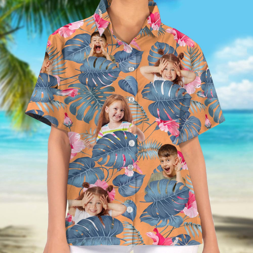 Custom Face Photo Woman's Hawaiian Shirt, Custom Hawaiian Shirts With Face