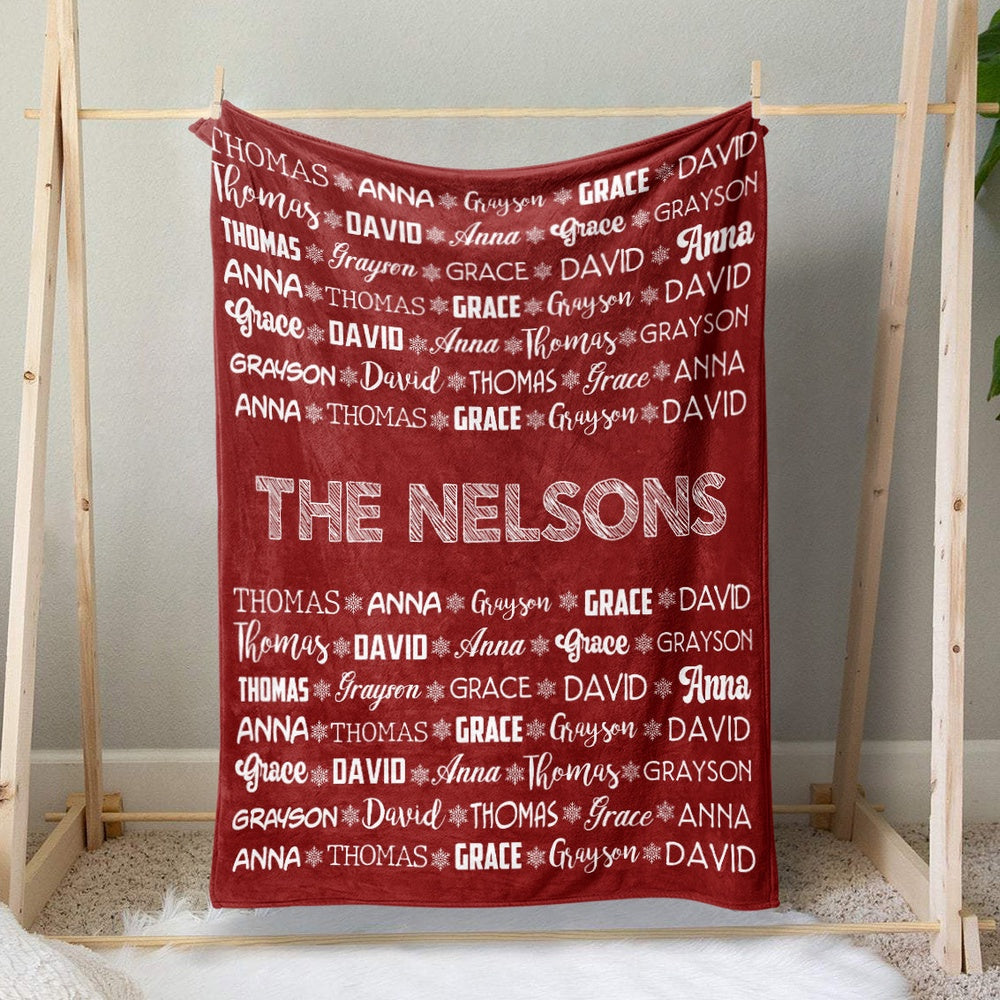 Custom Family Names Christmas Blanket Gift, Family Chirstmas Gift Ideas Blanket, Christmas Blanket