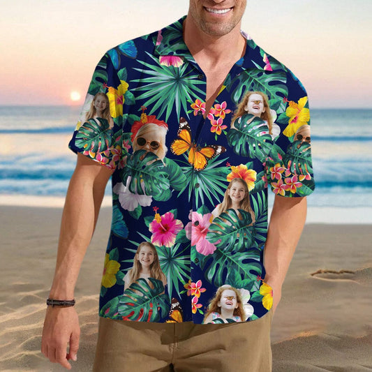 Custom Human Face Photo With Tropical Hawaiian Shirt, Custom Hawaiian Shirts With Face