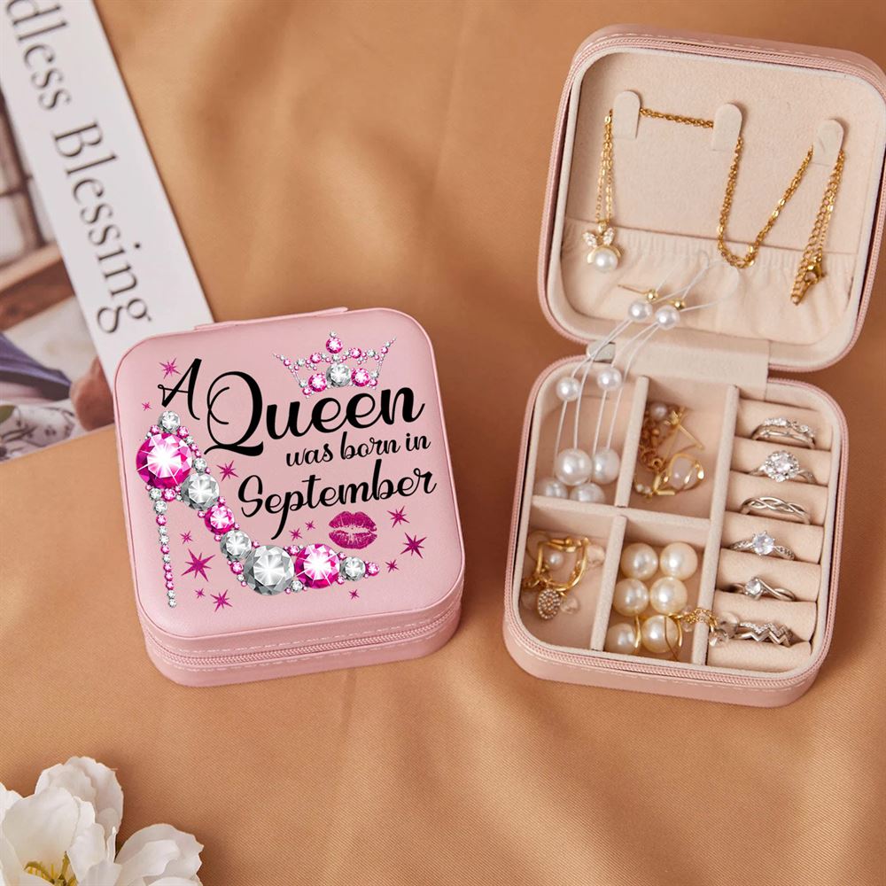 Custom Month A Queen Was Born Jewelry Box, Birthday Gifts For Women, Mother's Day Jewelry Case