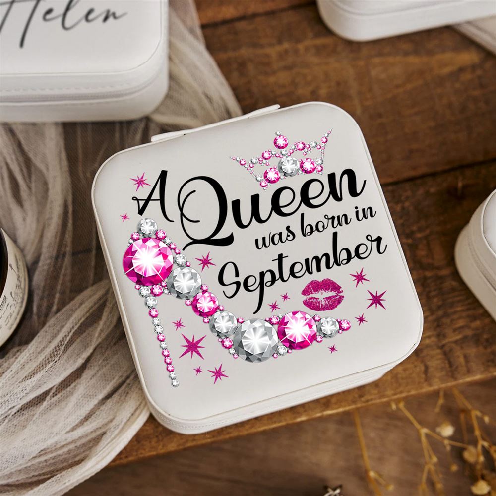 Custom Month A Queen Was Born Jewelry Box, Birthday Gifts For Women, Mother's Day Jewelry Case