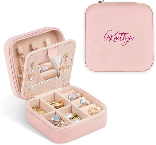 Custom Name Jewelry Box, Personalized Birthday Gift for Women Mom Daughter Friends Female Her Teenage Girl Teacher, Mother's Day Jewelry Case