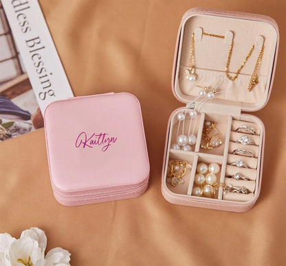 Custom Name Jewelry Box, Personalized Birthday Gift for Women Mom Daughter Friends Female Her Teenage Girl Teacher, Mother's Day Jewelry Case