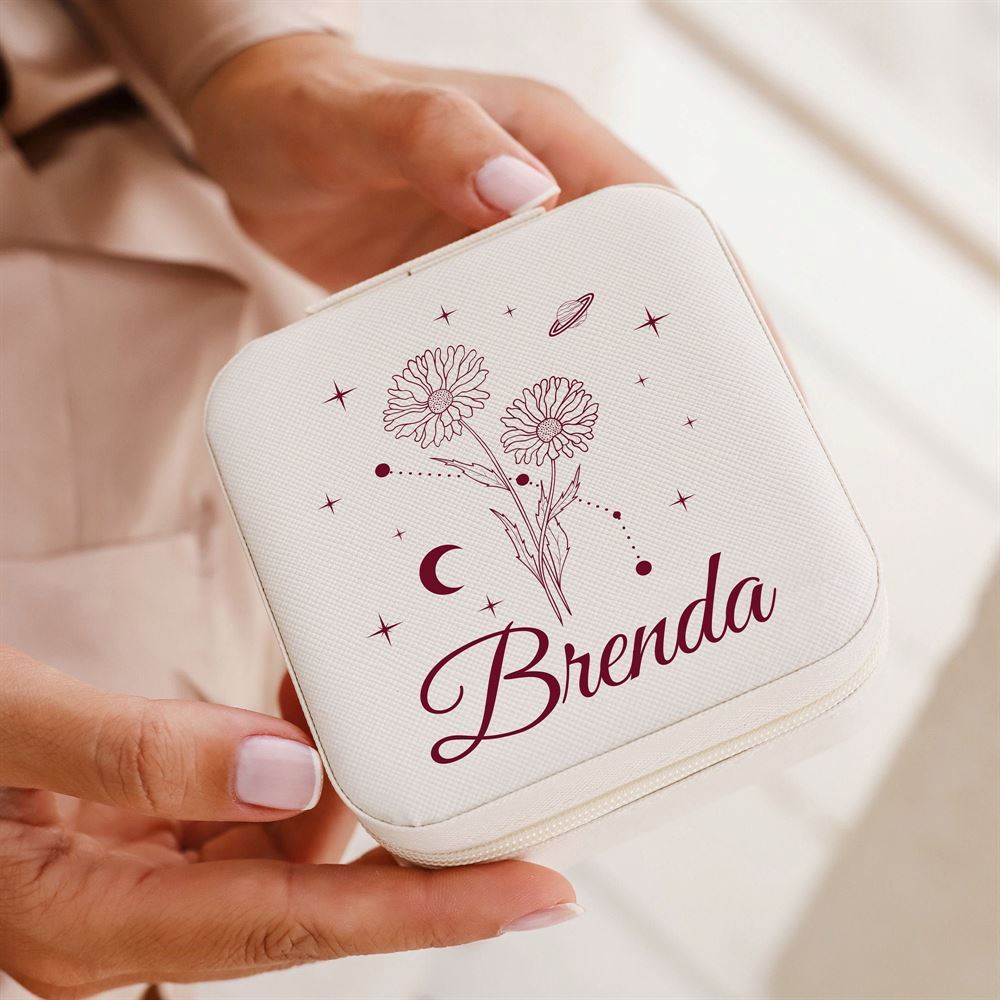 Custom Name Jewelry Holder, Bridal Shower Party, Zodiac Jewelry Box, Mother's Day Jewelry Case