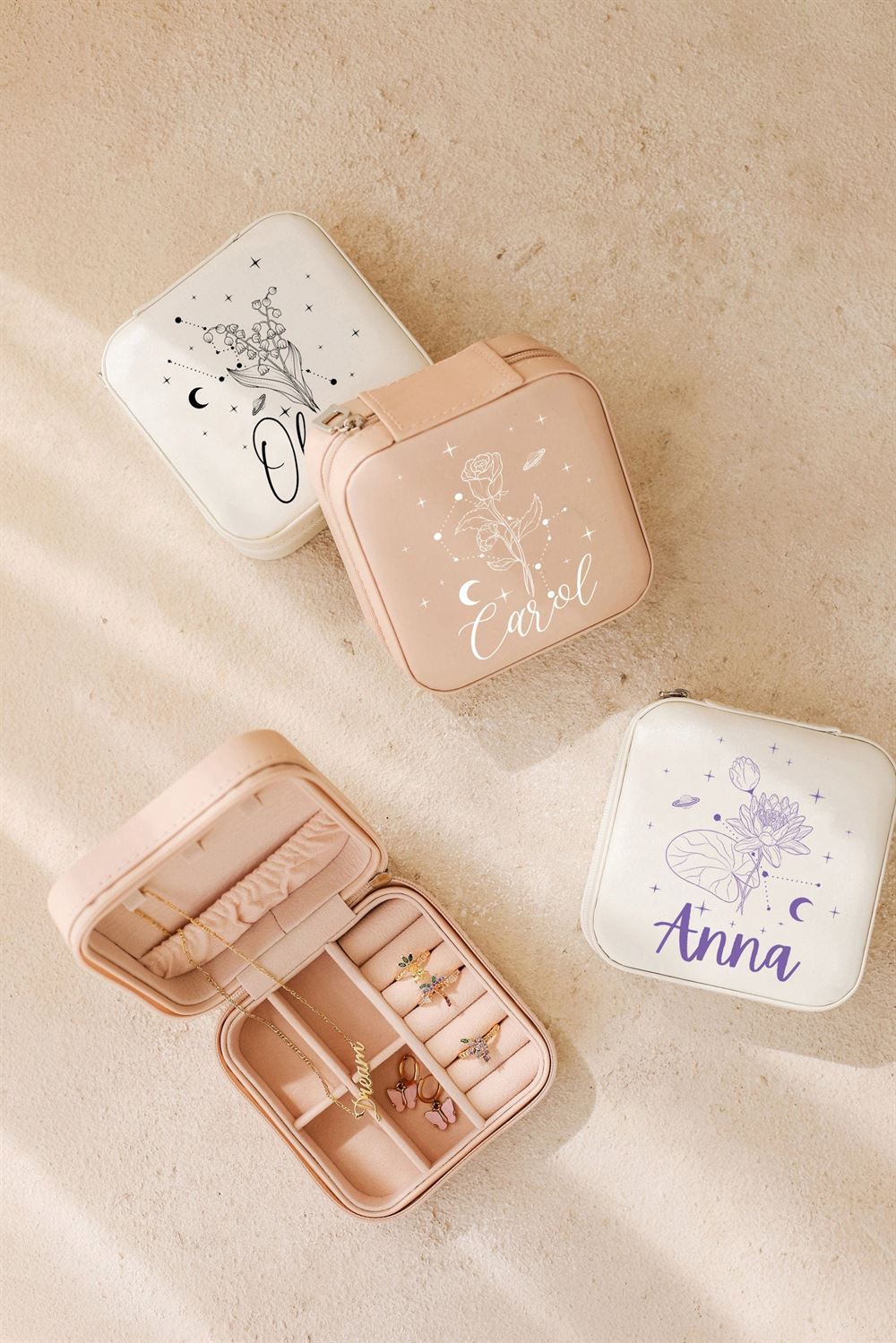 Custom Name Jewelry Holder, Bridal Shower Party, Zodiac Jewelry Box, Mother's Day Jewelry Case