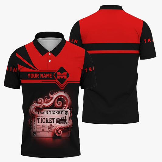 Custom Name Monongahela Railroad Polo Shirt, American Train Ticket Printed Shirt