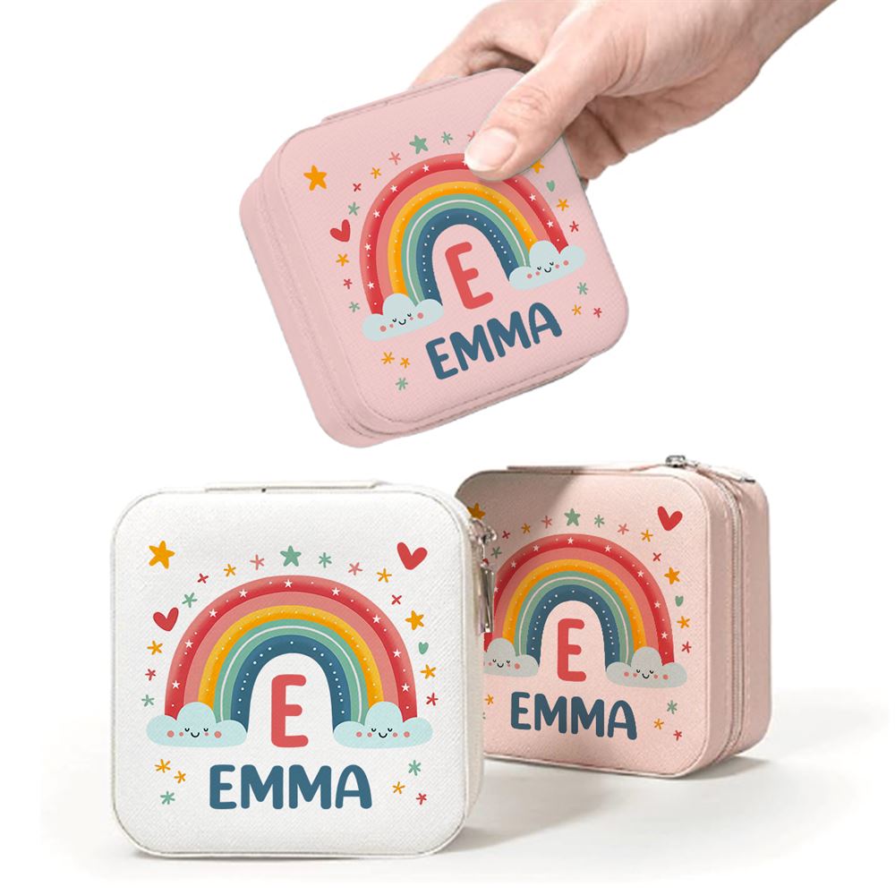 Custom Name Rainbow To My Daughter Nana Gigi Jewelry Box, Gift For Girls, Mother's Day Jewelry Case