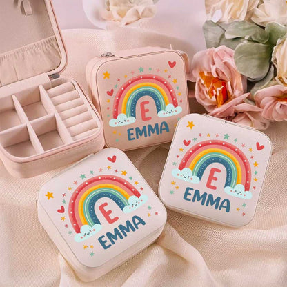 Custom Name Rainbow To My Daughter Nana Gigi Jewelry Box, Gift For Girls, Mother's Day Jewelry Case
