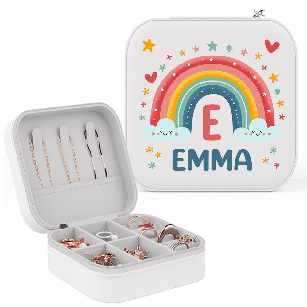 Custom Name Rainbow To My Daughter Nana Gigi Jewelry Box, Gift For Girls, Mother's Day Jewelry Case