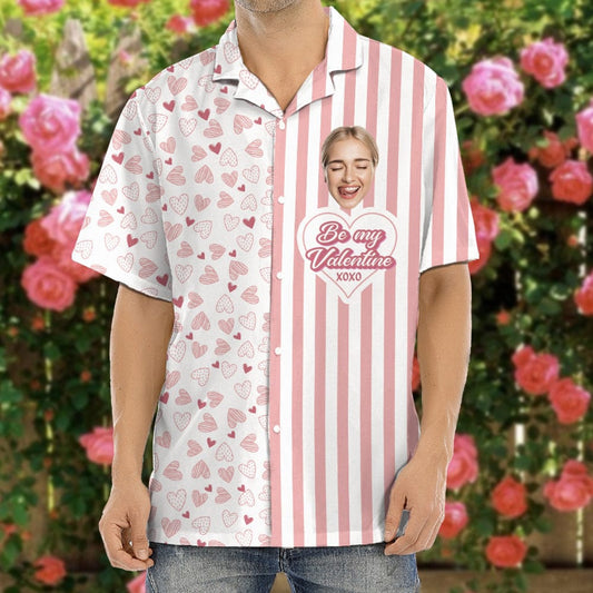 Custom Photo Be My Valentine Hawaiian Shirt, Custom Hawaiian Shirts With Face