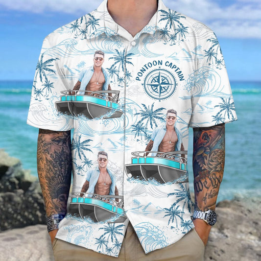 Custom Photo Boating Pontoon Human Faces Hawaiian Shirt, Custom Hawaiian Shirts With Face