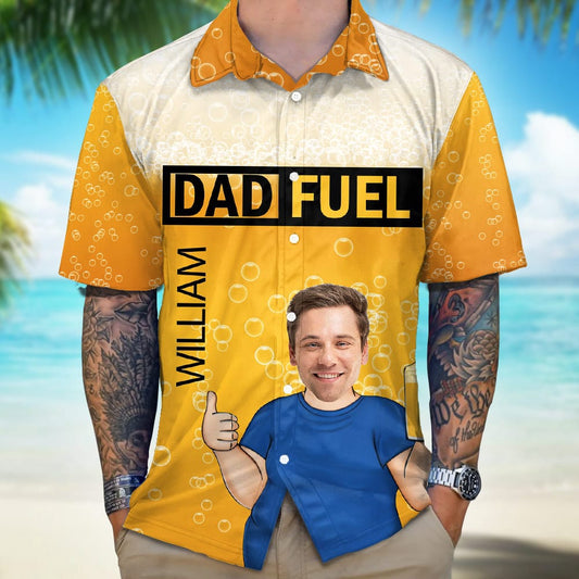 Custom Photo Dad Fuel Don't Worry Beer Happy Hawaiian Shirt, Custom Hawaiian Shirts With Face
