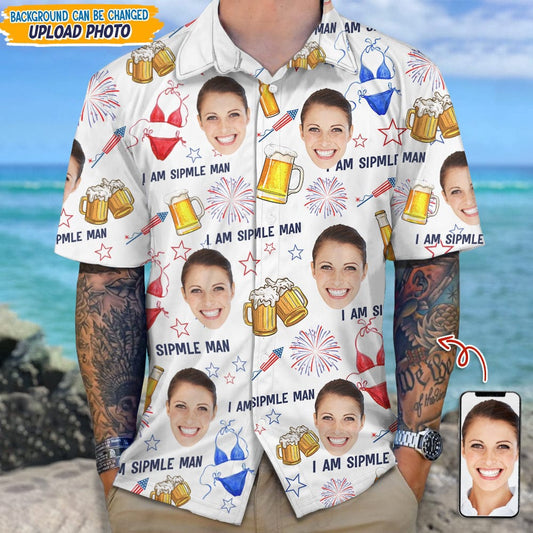 Custom Photo I Am A Simple Man With Summer Design Hawaiian Shirt, Custom Hawaiian Shirts With Face