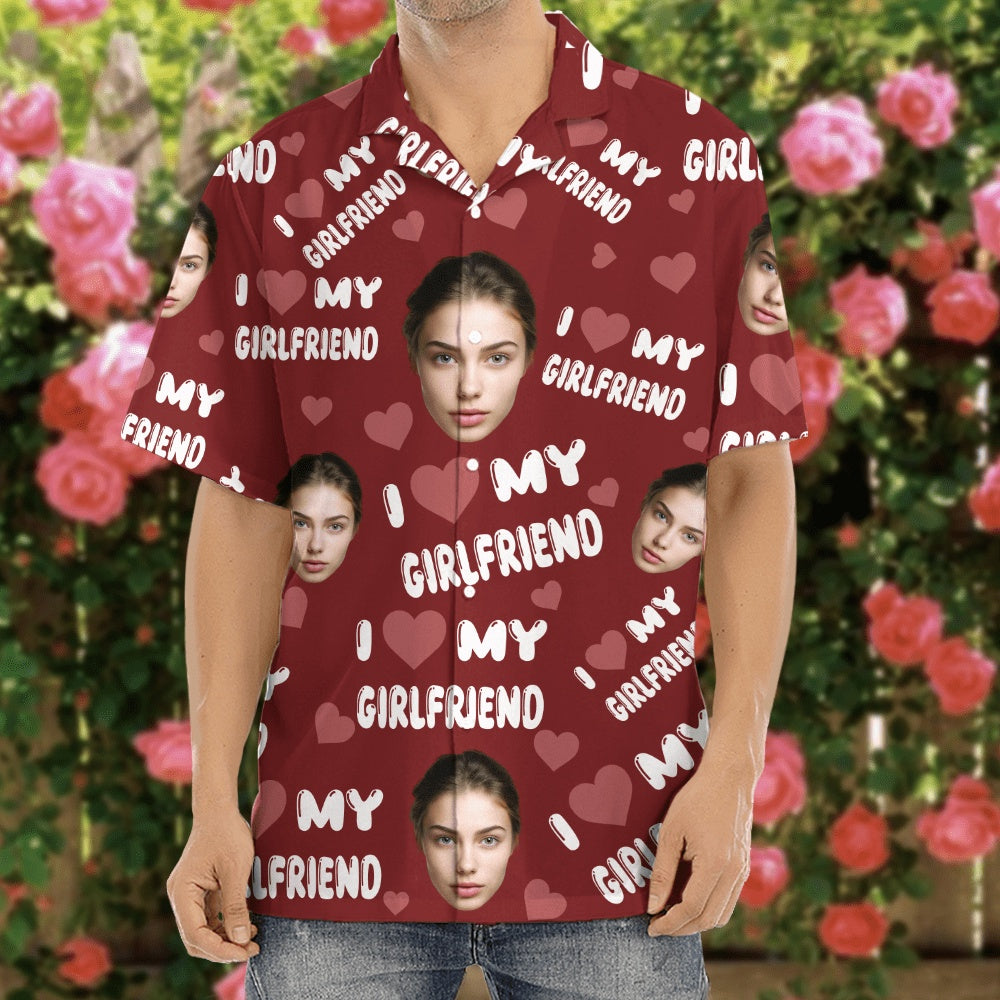 Custom Photo I Love My Wife Girlfriend Husband Boyfriend Hawai Shirt Valentine's Day, Anniversary Gift, Custom Hawaiian Shirts With Face