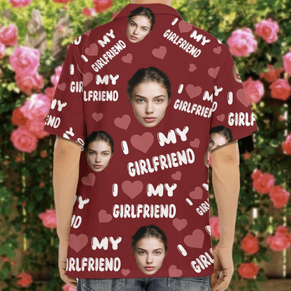 Custom Photo I Love My Wife Girlfriend Husband Boyfriend Hawai Shirt Valentine's Day, Anniversary Gift, Custom Hawaiian Shirts With Face
