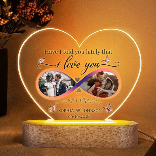 Custom Photo Infinity Love, Personalized Wedding Anniversary Night Light Gifts For Husband and Wife, Mother's Day Night Lights For Bedroom