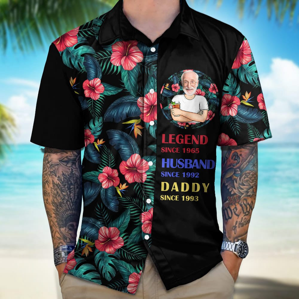Custom Photo Legend Husband Dad Grandpa Hawaiian Shirt, Custom Hawaiian Shirts With Face