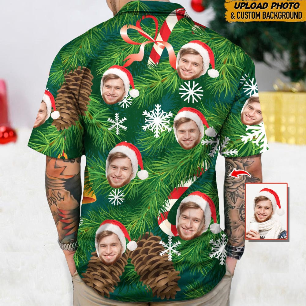 Custom Photo Snow Christmas Hawaiian Shirt, Custom Hawaiian Shirts With Face