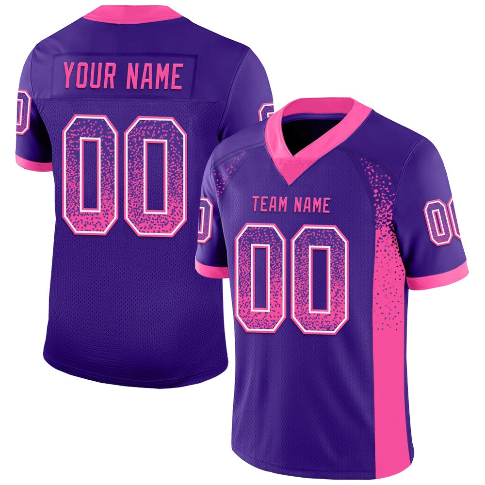 Custom Purple Pink White Mesh Drift Fashion Football Jersey, Team Jerseys Football, Custom Football Jersey