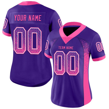 Custom Purple Pink White Mesh Drift Fashion Football Jersey, Team Jerseys Football, Custom Football Jersey