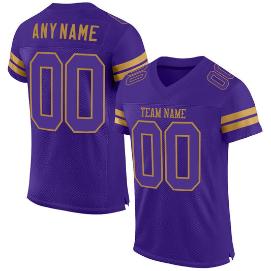 Custom Purple Purple Old Gold Mesh Authentic Football Jersey, Team Jerseys Football, Custom Football Jersey