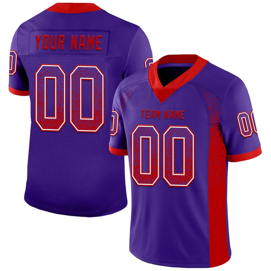 Custom Purple Red White Mesh Drift Fashion Football Jersey, Team Jerseys Football, Custom Football Jersey