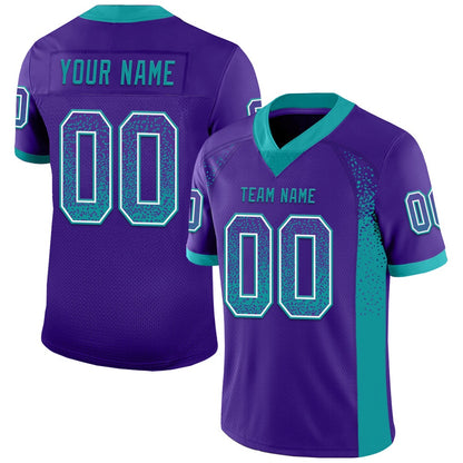 Custom Purple Teal White Mesh Drift Fashion Football Jersey, Team Jerseys Football, Custom Football Jersey