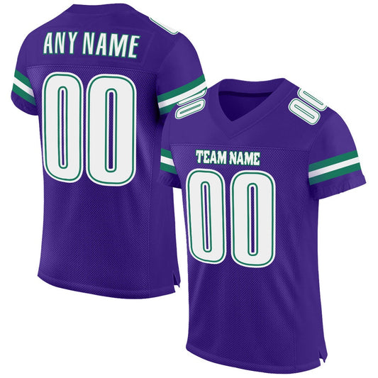 Custom Purple White Kelly Green Mesh Authentic Football Jersey, Team Jerseys Football, Custom Football Jersey