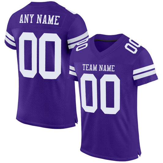 Custom Purple White Mesh Authentic Football Jersey, Team Jerseys Football, Custom Football Jersey