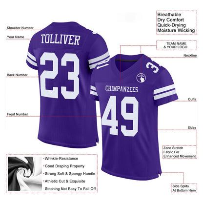 Custom Purple White Mesh Authentic Football Jersey, Team Jerseys Football, Custom Football Jersey