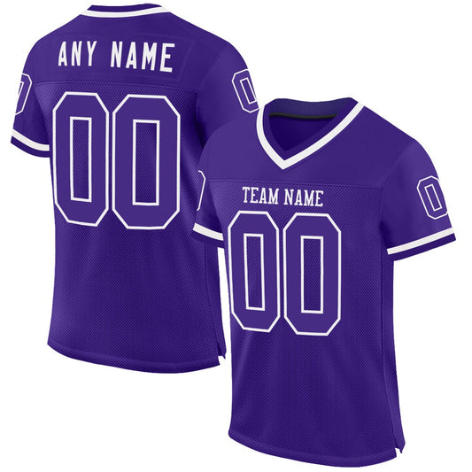 Custom Purple White Mesh Authentic Throwback Football Jersey, Team Jerseys Football, Custom Football Jersey