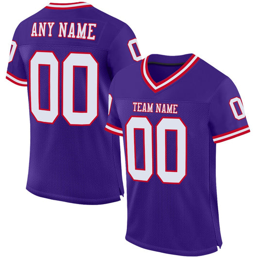 Custom Purple White Red Mesh Authentic Throwback Football Jersey, Team Jerseys Football, Custom Football Jersey